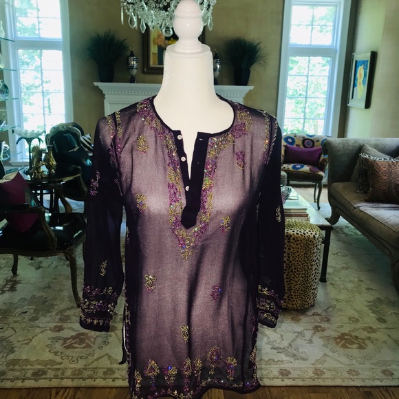 Embroidered mesh tunic - Picture 2 of 3